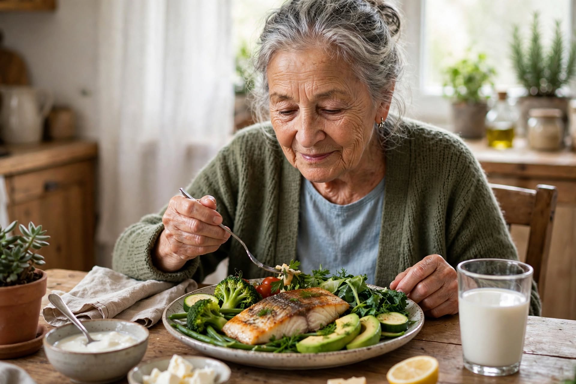 Almoço ideal para idosos deve ter nutrientes que fortalecem os ossos